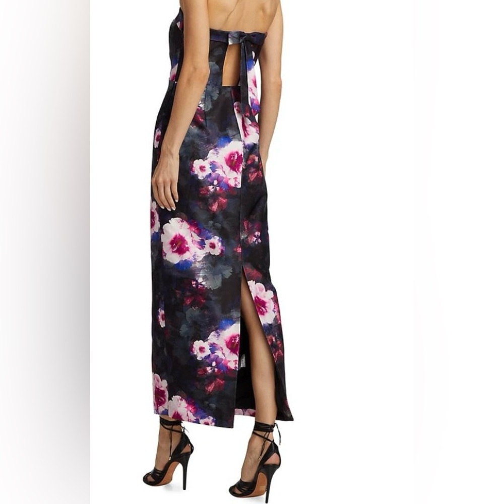 ML Monique Lhuillier Adalynn Floral Strapless Maxi Dress black NWT Size 4